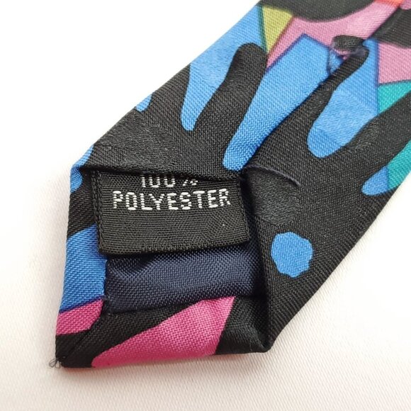 Rainbow Tie Necktie Geometric Hands Pride Inclusion Diversity Vintage 80s 90s - Picture 4 of 4